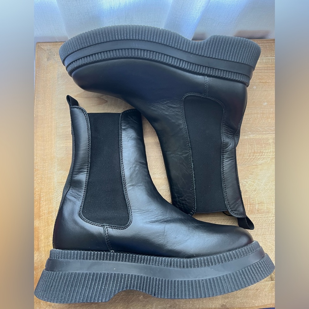 Ganni Creepers Chelsea Boots Size 40 In Black New - Picture 8 of 15